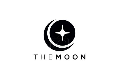 Téléchargez les illustrations : Conception abstraite de logo vectoriel à la mode lune - en licence libre de droit