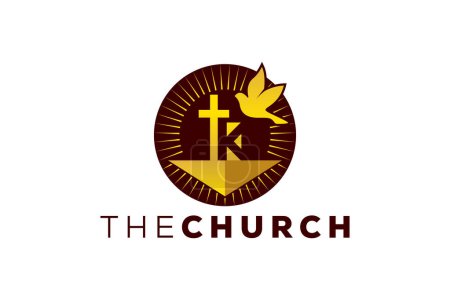Trendige und professionelle Buchstabe K Kirche Zeichen christliche und friedliche Vektor-Logo