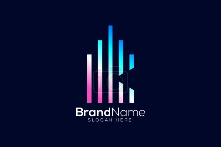 Colorful letter k real estate abstract logo design template
