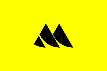 Modèle de conception de logo M initial créatif et minimaliste sur fond jaune