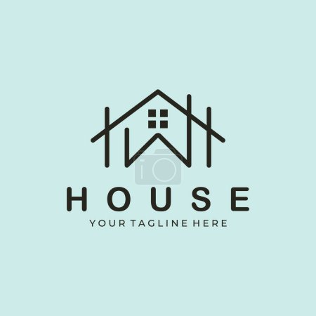 Ilustración de Diseño del logotipo de la casa creativa línea de arte icono ilustración vectorial minimalista, logotipo de línea simple - Imagen libre de derechos