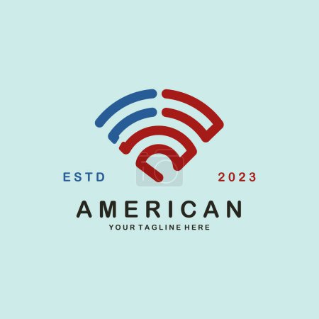 Foto de Logotipo señal wifi símbolo vector ilustración con diseño de símbolo de bandera americana - Imagen libre de derechos