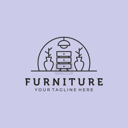 Foto de Logotipo de los muebles vector línea arte icono símbolo ilustración diseño - Imagen libre de derechos