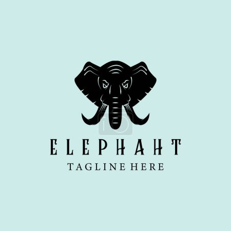 Foto de Diseño de ilustración de vectores de logotipo de cabeza de elefante vintage - Imagen libre de derechos