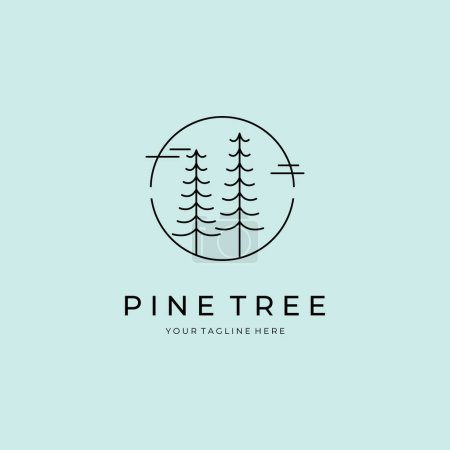 Foto de Árbol de pino logotipo línea arte vector símbolo ilustración diseño - Imagen libre de derechos