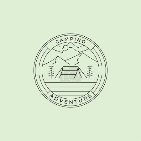 Foto de Salvaje camping aventura al aire libre logotipo vector símbolo ilustración diseño. - Imagen libre de derechos
