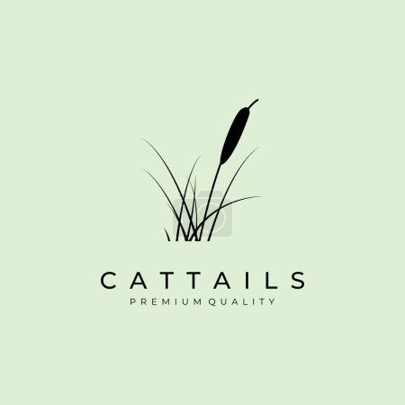 cattail grass logo vector illustration design, flat vintage