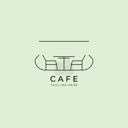 Foto de Balcón café logo vector ilustración diseño, interior del hogar - Imagen libre de derechos