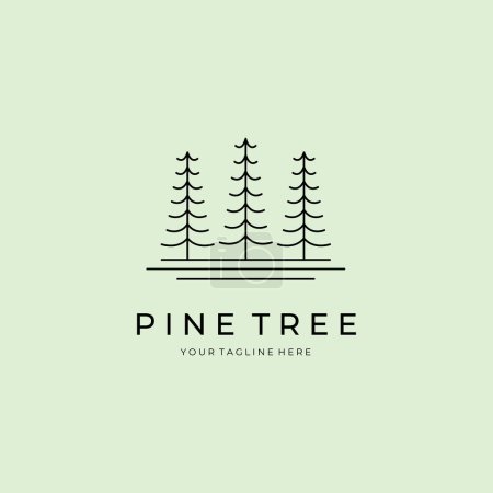 Foto de Árbol de pino logotipo línea arte vector símbolo ilustración diseño, símbolo de paisaje - Imagen libre de derechos
