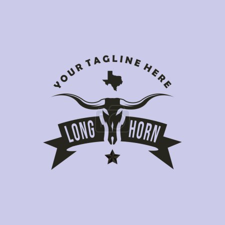 Téléchargez les illustrations : Long horn vintage logo, icon and symbol, with emblem vector illustration design - en licence libre de droit