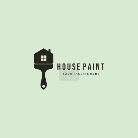Foto de Pintura casa pinceles logo creativo inteligente vector minimalista ilustración diseño - Imagen libre de derechos