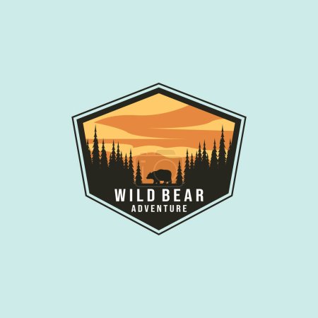 Illustration for Wild bear vintage vector pine tree logo symbol illustration design - Royalty Free Image