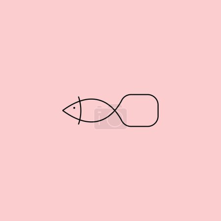 Foto de Línea de logotipo de pescado arte icono minimalista vector ilustración diseño - Imagen libre de derechos