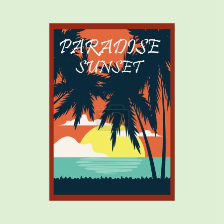 Foto de Paraíso playa vintage cartel vector pelícano pájaro ilustración diseño - Imagen libre de derechos