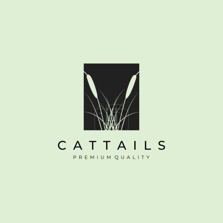 Foto de Cattails logo línea diseño vectorial minimalista - Imagen libre de derechos