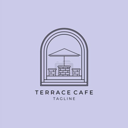 Foto de Terraza café balcón logotipo línea arte vector símbolo ilustración diseño - Imagen libre de derechos
