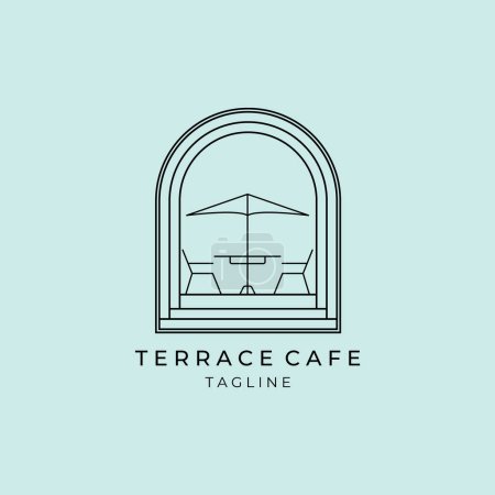 Foto de Terraza café balcón logotipo línea arte vector símbolo ilustración diseño - Imagen libre de derechos