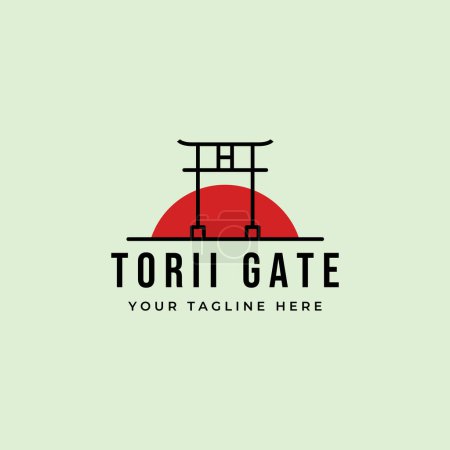 Foto de Torii puerta logo japonés cultura vector símbolo mínimo ilustración diseño - Imagen libre de derechos