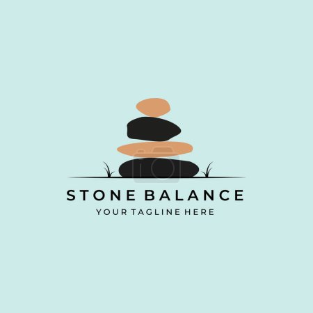 Foto de Balance de piedra logo vector imagen vintage retro antiguo hipster diseño rústico - Imagen libre de derechos