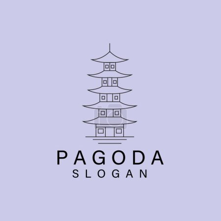 Foto de Línea de arte Pagoda logo icono diseño plantilla vector ilustración - Imagen libre de derechos