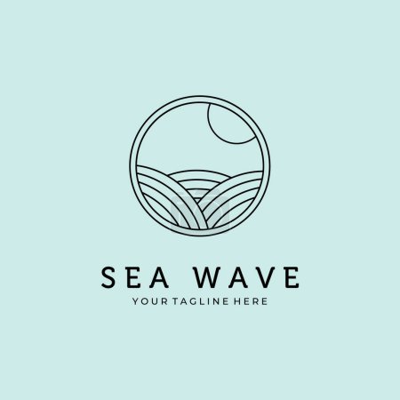 Foto de Mar línea de onda arte diseño de vectores logo minimalista - Imagen libre de derechos