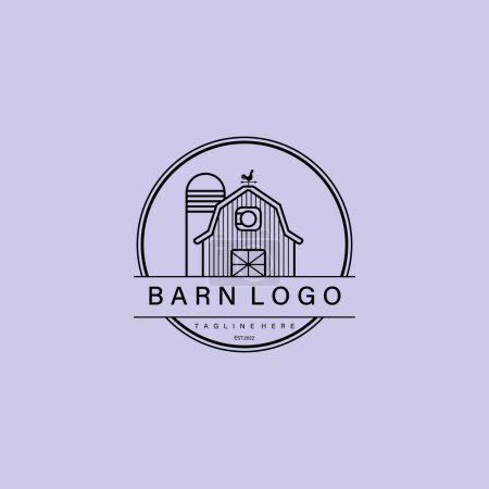 Foto de Línea de arte granero minimalista logotipo vector símbolo ilustración diseño - Imagen libre de derechos