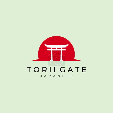 Foto de Diseño de ilustración de vector de logo de puerta torii, ilustración de símbolo de religión japonesa - Imagen libre de derechos