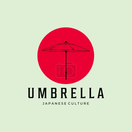 Foto de Paraguas línea arte minimalista vector logotipo ilustración diseño japón - Imagen libre de derechos