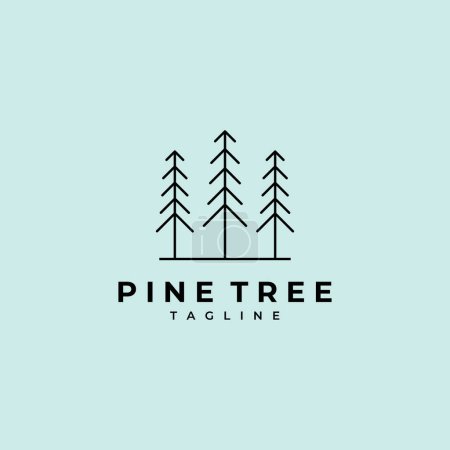 Foto de Línea arte pino árbol logo diseño minimalista inspiración vector imagen - Imagen libre de derechos