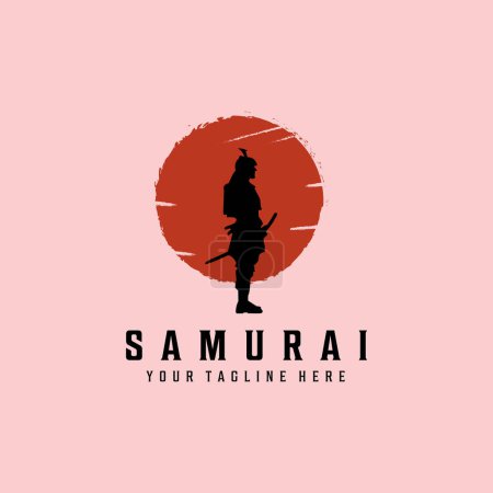 Foto de Samurai guerrero Logo Design Vector. Silueta de, Samurai. Plantilla ilustración japón - Imagen libre de derechos