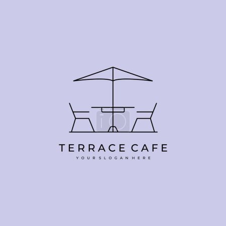 Ilustración de Terraza café logo icono línea arte vector minimalista ilustración diseño - Imagen libre de derechos