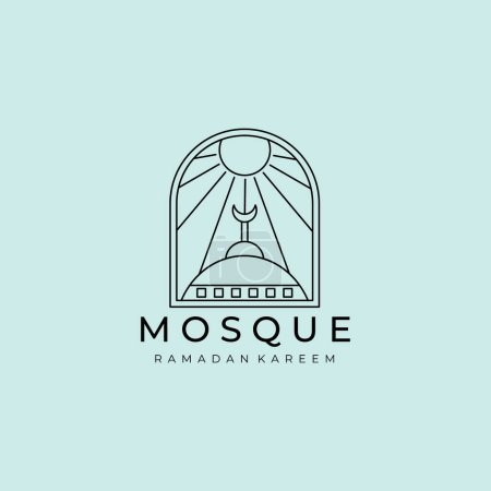 Foto de Mezquita plana Centro Islámico Diseño Vector Línea Arte Ilustración Logo - Imagen libre de derechos