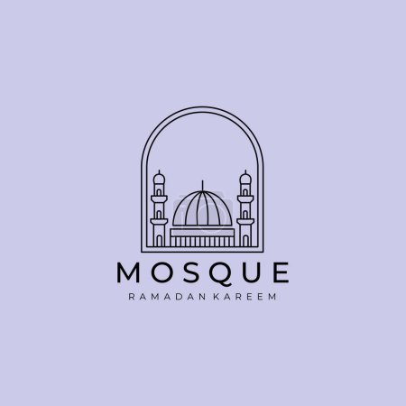 Foto de Emblema Mínimo de la Mezquita Ramadán Kareem Vector Line Art Logo, Ilustración Diseño del Musulmán Mubarak Concepto - Imagen libre de derechos