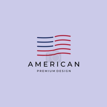 Foto de Logotipo de la bandera americana diseño de ilustración de vector de símbolo minimalista - Imagen libre de derechos