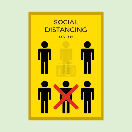 Foto de Minimalista social distanciamiento plano icono vector cartel ilustración diseño - Imagen libre de derechos