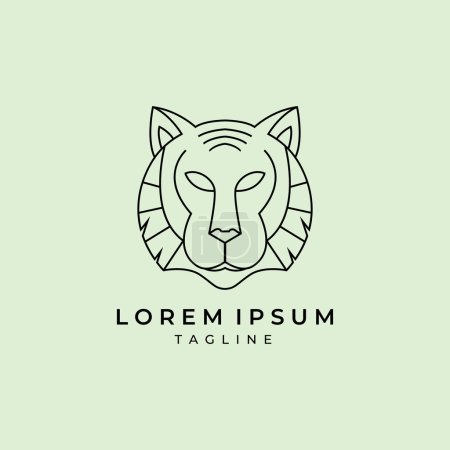 Foto de Tiger cabeza logo línea arte diseño vectorial minimalista, cara de león logotipo minimalista - Imagen libre de derechos