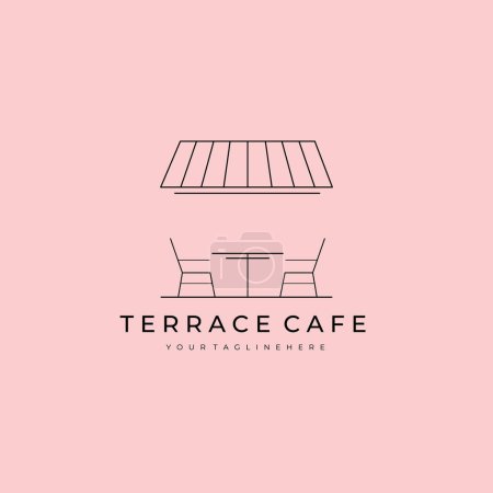 Foto de Terraza café logo vector ilustración diseño gráfico, línea de arte logotipo símbolo - Imagen libre de derechos