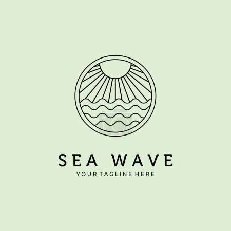 Foto de Mar línea de onda arte diseño de vectores logo minimalista - Imagen libre de derechos