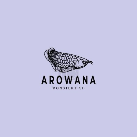 Illustration for Arowana fish logo vintage vector illustration design - Royalty Free Image