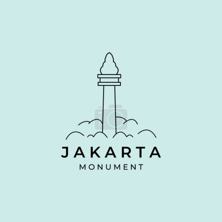 Foto de Monas indonesia nube minimalista línea arte logotipo icono plantilla vector diseño - Imagen libre de derechos