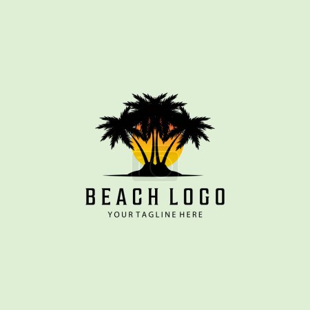 Foto de Playa vintage retro minimalista logo vector ilustración diseño - Imagen libre de derechos