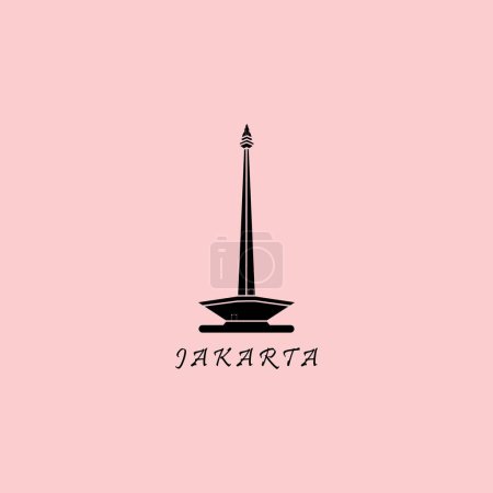 Foto de Monas jakarta vintage retro minimalista logo vector ilustración diseño - Imagen libre de derechos