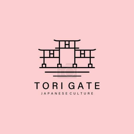 Foto de Torii puerta templo logotipo línea arte cultura japonesa vector ilustración diseño - Imagen libre de derechos