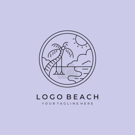 Foto de Línea de playa arte logo minimalista simple vector ilustración plantilla icono diseño - Imagen libre de derechos