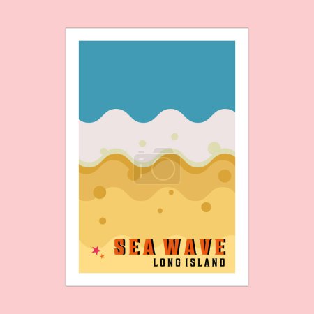 Téléchargez les illustrations : Océan et plage affiche vintage fond illustration design - en licence libre de droit