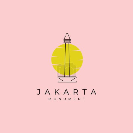 Foto de Monumento nacional de jakarta línea arte logo vector ilustración diseño, símbolo hito jakarta - Imagen libre de derechos