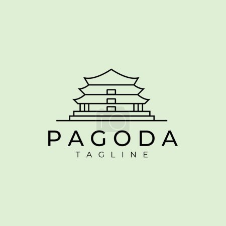 Foto de Pagoda logo templo vector línea arte japonés ilustración diseño - Imagen libre de derechos