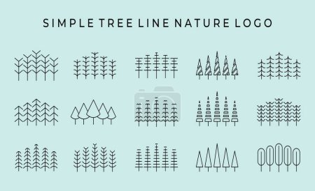 Foto de Línea de árbol simple naturaleza logotipo vector ilustración diseño arte minimalista bosque minim símbolo icono simple - Imagen libre de derechos