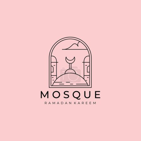 Foto de Al aqsa mezquita mínima logotipo símbolo vectorial diseño de ilustración, al-isra wal-mi 'raj masjidil al-aqsa línea de diseño de arte - Imagen libre de derechos