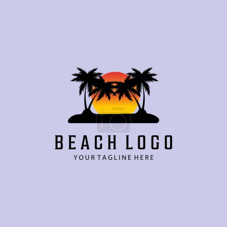 Foto de Playa vintage retro minimalista logo vector ilustración diseño - Imagen libre de derechos